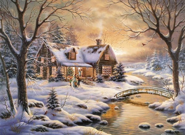Peinture,paysage, hiver